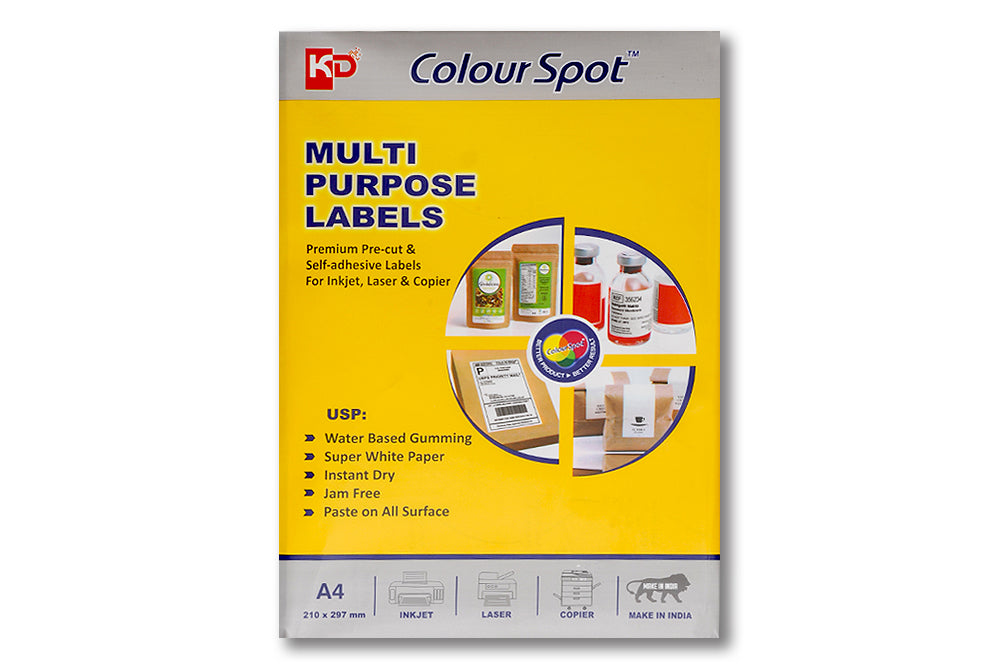 Premium Pre-Cut & Self-Adhesive Labels for Inkjet,Laser & Copier A4 Size - 1 UP-100 Sheets ME-304