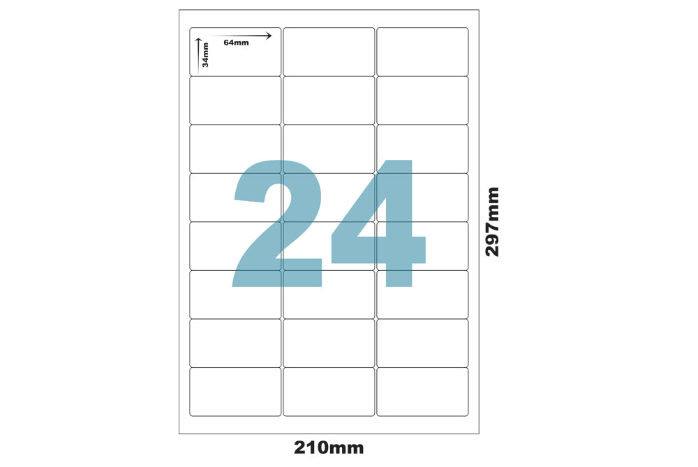Premium Pre-Cut & Self-Adhesive Labels for Inkjet,Laser & Copier A4 Size - 24 UP-100 Sheets ME-310