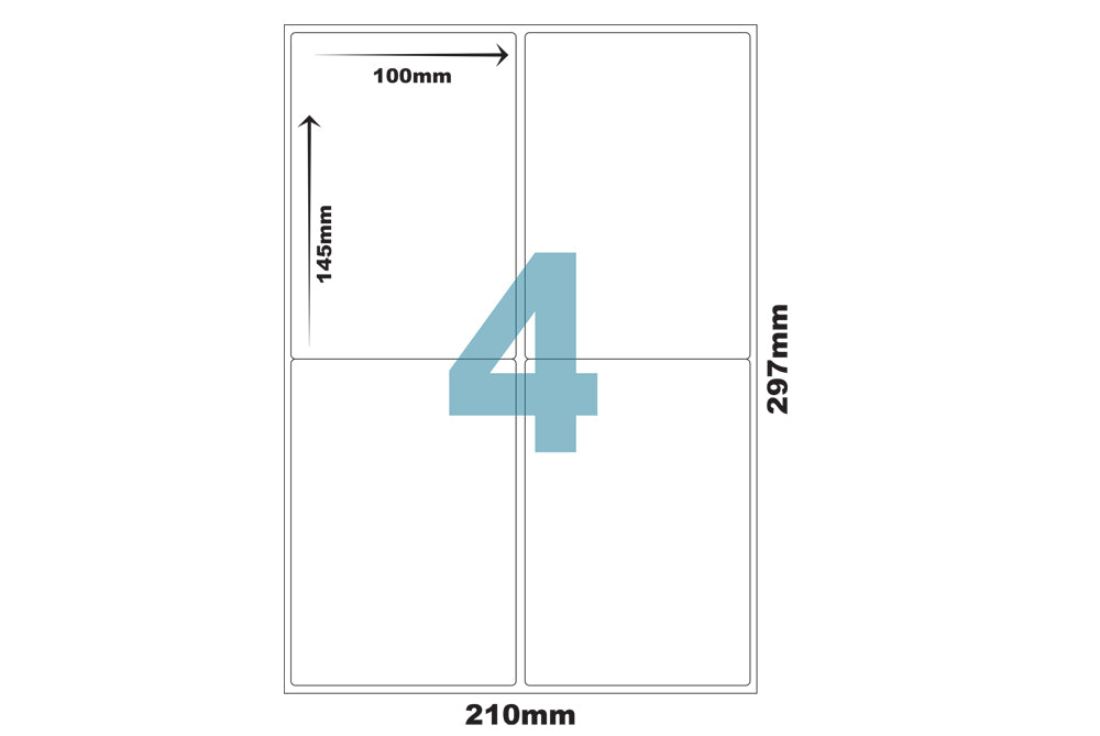 Premium Pre-Cut & Self-Adhesive Labels for Inkjet,Laser & Copier A4 Size - 4 UP-100 Sheets ME-306