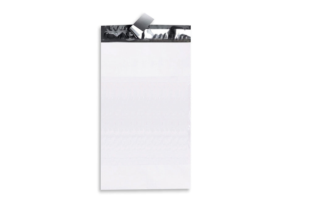 Tamper Proof Plastic Courier Bag/Polybag with Pod for Packing - 51 Microns Ecommerce Packaging, Envelopes, Pouches & Covers - Tear-resistant Stretchable Assured Sending,4.5 x 9 Inch, (W X H) White and Black, Pack of 100-ME-383