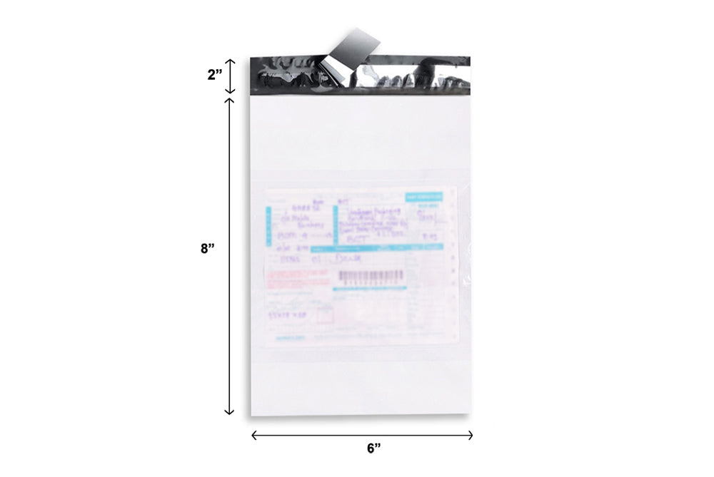 Tamper Proof Plastic Courier Bag/Polybag with Pod for Packing - 51 Microns Ecommerce Packaging, Envelopes, Pouches & Covers - Tear-resistant Stretchable Assured Sending,6 x 8 Inch, (W X H) White and Black, Pack of 100-ME-384