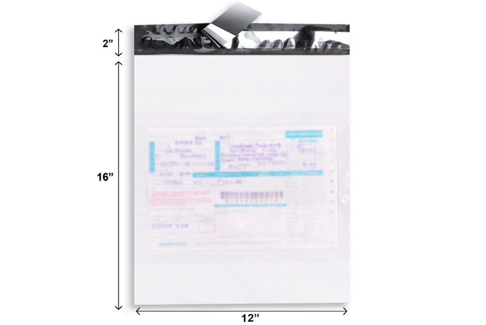 Tamper Proof Plastic Courier Bag/Polybag with Pod for Packing - 51 Microns Ecommerce Packaging, Envelopes, Pouches & Covers - Tear-resistant Stretchable Assured Sending,12 x 16 Inch, (W X H) White and Black, Pack of 100-ME-391