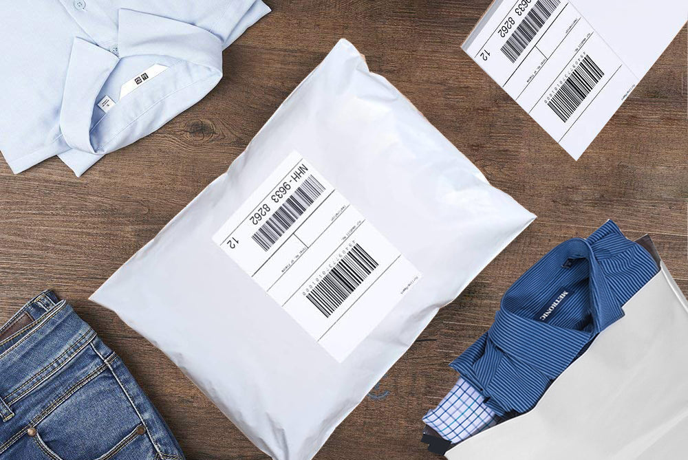 Tamper Proof Plastic Courier Bag/Polybag with Pod for Packing - 51 Microns Ecommerce Packaging, Envelopes, Pouches & Covers - Tear-resistant Stretchable Assured Sending,12 x 16 Inch, (W X H) White and Black, Pack of 100-ME-391