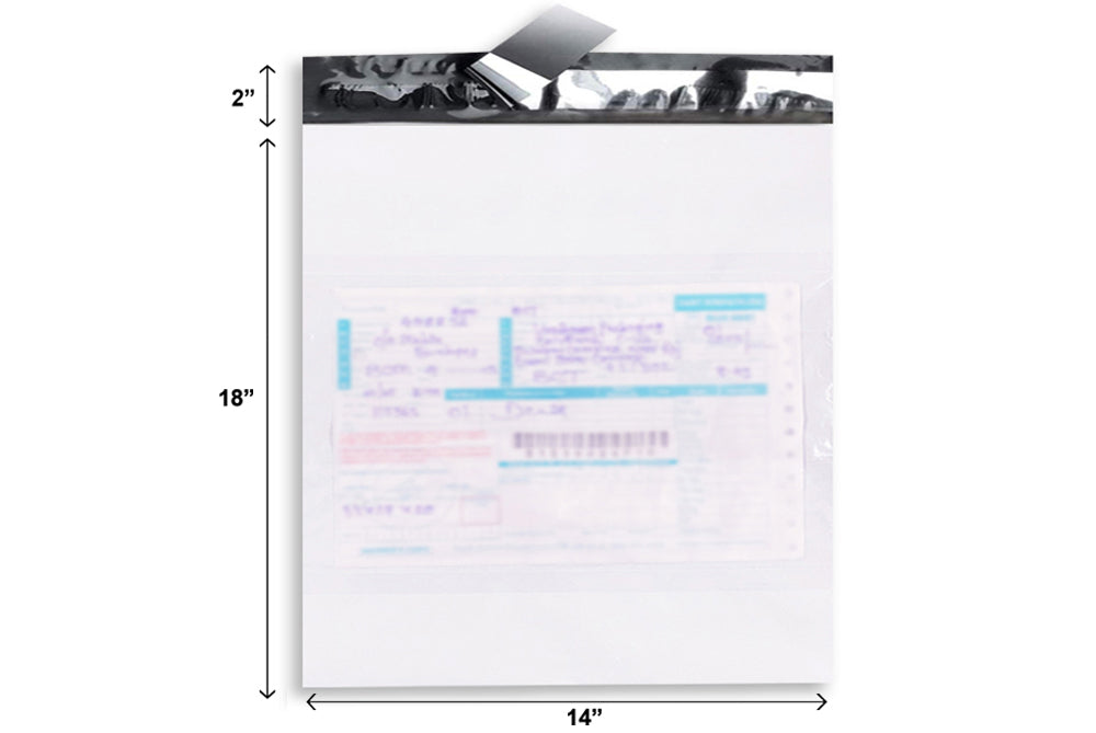 Tamper Proof Plastic Courier Bag/Polybag with Pod for Packing - 51 Microns Ecommerce Packaging, Envelopes, Pouches & Covers - Tear-resistant Stretchable Assured Sending,14 x 18Inch, (W X H) White and Black, Pack of 100-ME-392