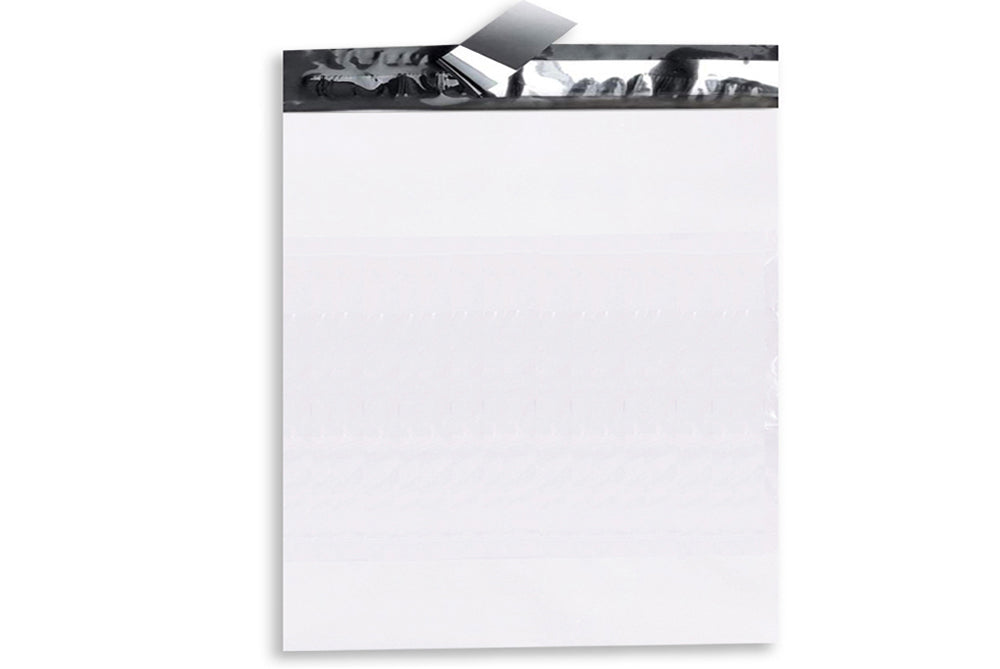 Tamper Proof Plastic Courier Bag/Polybag with Pod for Packing - 51 Microns Ecommerce Packaging, Envelopes, Pouches & Covers - Tear-resistant Stretchable Assured Sending,16 x 20 Inch, (W X H) White and Black, Pack of 100-ME-393