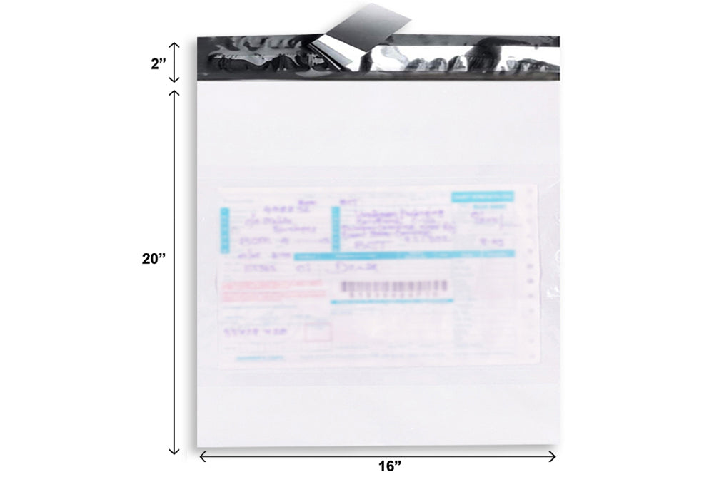 Tamper Proof Plastic Courier Bag/Polybag with Pod for Packing - 51 Microns Ecommerce Packaging, Envelopes, Pouches & Covers - Tear-resistant Stretchable Assured Sending,16 x 20 Inch, (W X H) White and Black, Pack of 100-ME-393