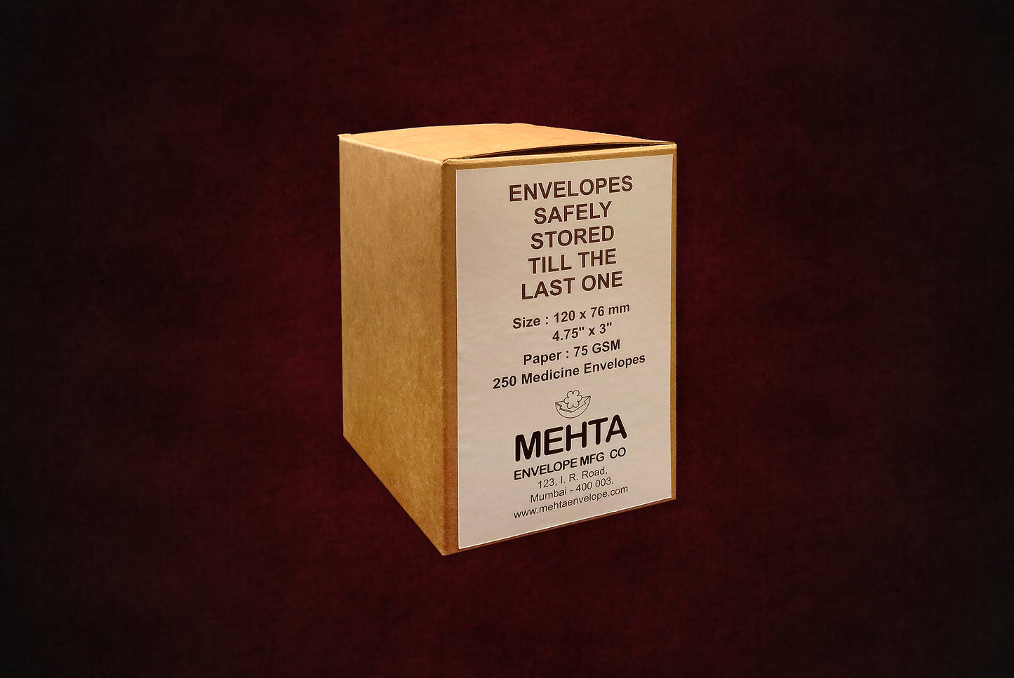 White 75 GSM Medicine Envelope 120.6 x 76.2 mm (4.75 x 3 inches) Pack of 250 Envelope SKU : ME-430