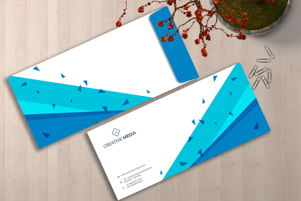 Size : 9.5 x 4.5 White  4 Colour Offset Printed 100 GSM Office Envelope Box of 1000 pcs.