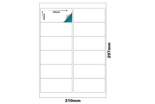 Premium Pre-Cut & Self-Adhesive Labels for Inkjet,Laser & Copier A4 Size - 12 UP-100 Sheets ME-308