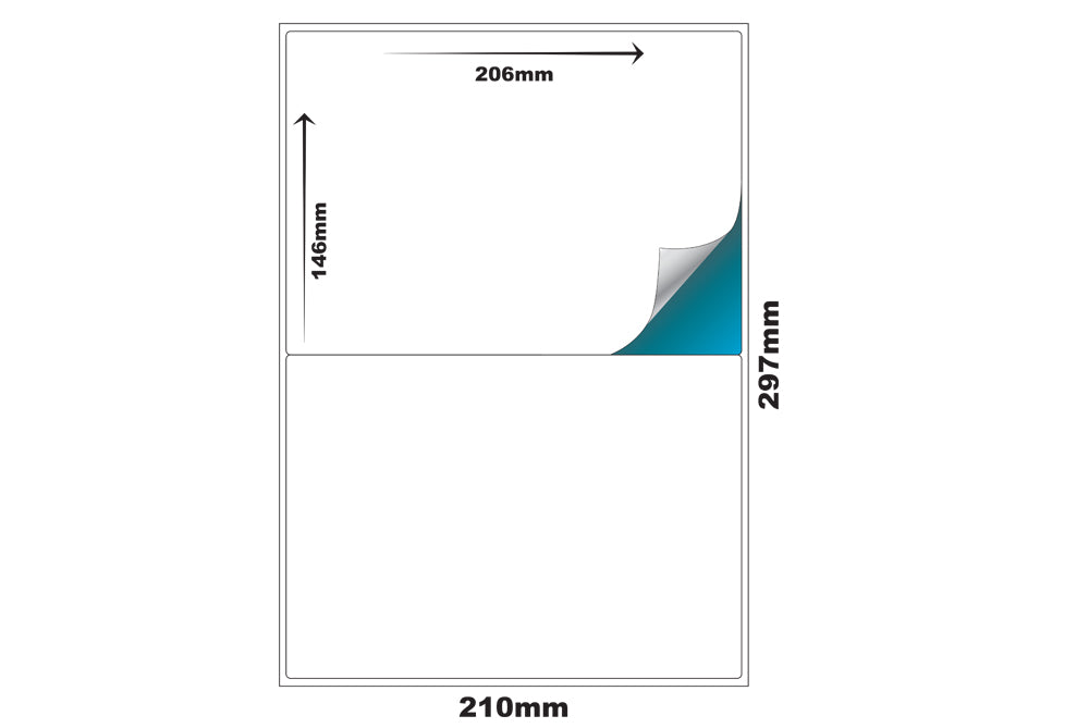 Premium Pre-Cut & Self-Adhesive Labels for Inkjet,Laser & Copier A4 Size - 2 UP-100 Sheets ME-305