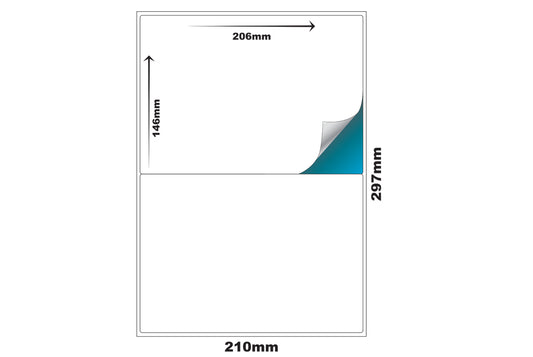 Premium Pre-Cut & Self-Adhesive Labels for Inkjet,Laser & Copier A4 Size - 2 UP-100 Sheets ME-305