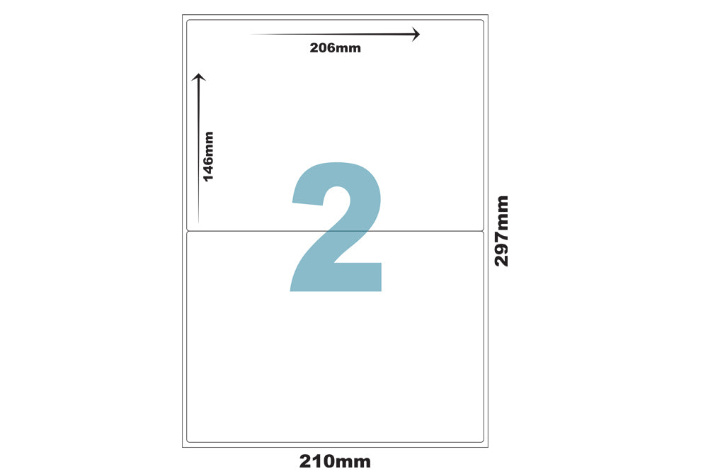 Premium Pre-Cut & Self-Adhesive Labels for Inkjet,Laser & Copier A4 Size - 2 UP-100 Sheets ME-305