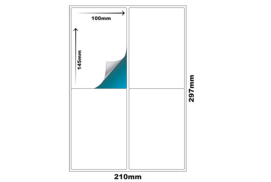 Premium Pre-Cut & Self-Adhesive Labels for Inkjet,Laser & Copier A4 Size - 4 UP-100 Sheets ME-306