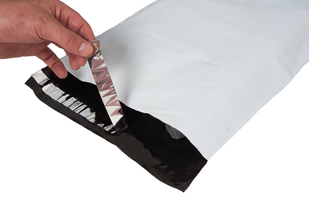 Tamper Proof Plastic Courier Bag/Polybag with Pod for Packing - 51 Microns Ecommerce Packaging, Envelopes, Pouches & Covers - Tear-resistant Stretchable Assured Sending,8 x 10 Inch, (W X H) White and Black, Pack of 100-ME-386