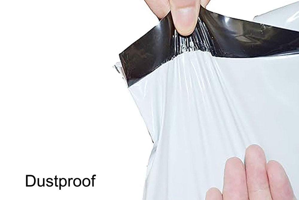 Tamper Proof Plastic Courier Bag/Polybag with Pod for Packing - 51 Microns Ecommerce Packaging, Envelopes, Pouches & Covers - Tear-resistant Stretchable Assured Sending,8 x 10 Inch, (W X H) White and Black, Pack of 100-ME-386