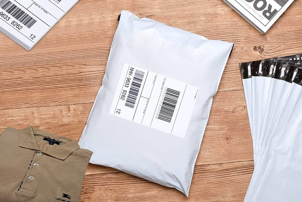 Tamper Proof Plastic Courier Bag/Polybag with Pod for Packing - 51 Microns Ecommerce Packaging, Envelopes, Pouches & Covers - Tear-resistant Stretchable Assured Sending,12 x 14 Inch, (W X H) White and Black, Pack of 100-ME-390