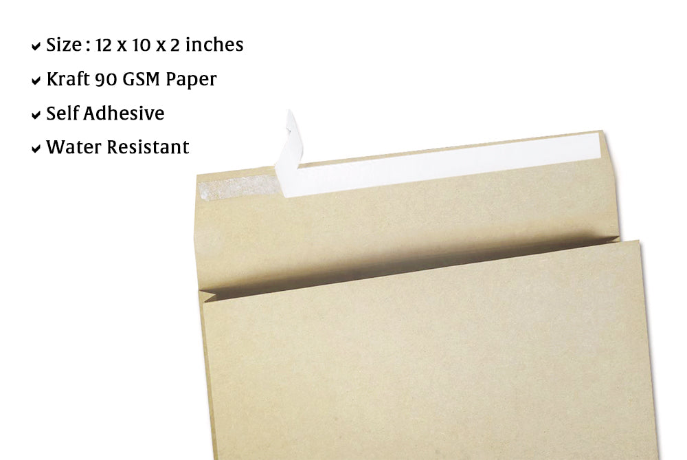 Kraft Water Resistant Mailers (Box) Size : 12 x 10 x 2  Pack of 100 Envelope ME-780