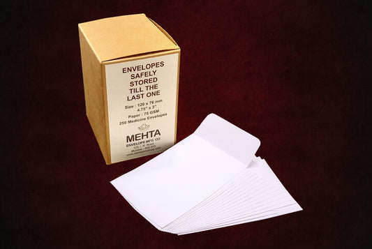 White 75 GSM Medicine Envelope 120.6 x 76.2 mm (4.75 x 3 inches) Pack of 250 Envelope SKU : ME-430