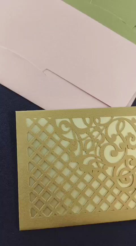 Laser Cut Gift Envelope Size : 7" x 3.35"  Inch Pack of 10 Envelope ME-01109