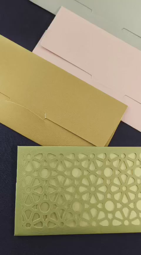 Laser Cut Gift Envelope Size : 7" x 3.35"  Inch Pack of 10 Envelope ME-01116