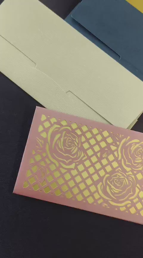 Laser Cut Gift Envelope Size : 7" x 3.35"  Inch Pack of 10 Envelope ME-01115