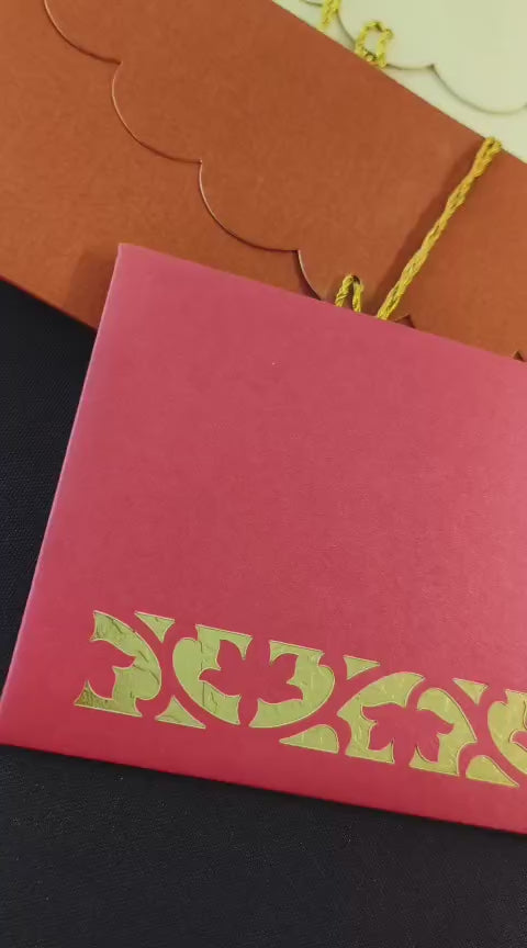 Laser Cut Gift Envelope Size : 7.25 x 3.25 Inch Pack of 5 Envelope ME-01024 Assorted Colours