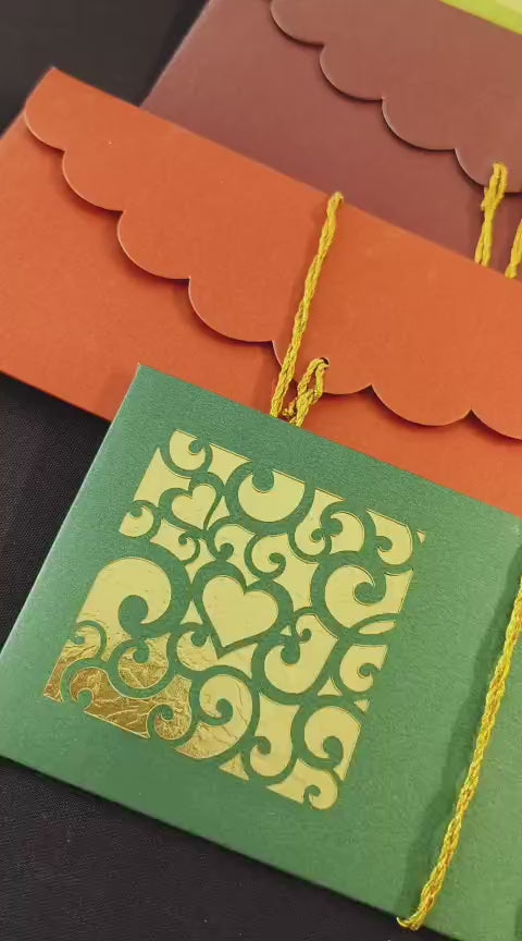 Laser Cut Gift Envelope Size : 7.25 x 3.25 Inch Pack of 5 Envelope ME-01029 Assorted Colours
