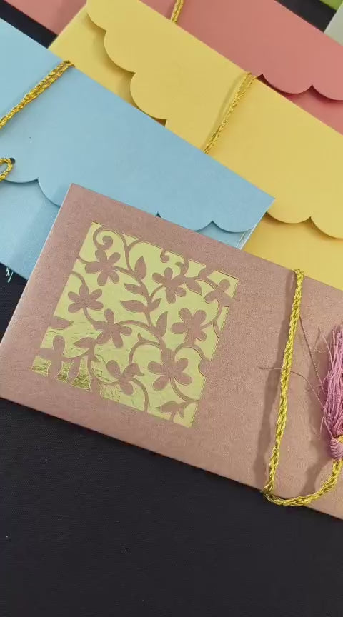 Laser Cut Gift Envelope Size : 7.25 x 3.25 Inch Pack of 5 Envelope ME-01026 Assorted Colours