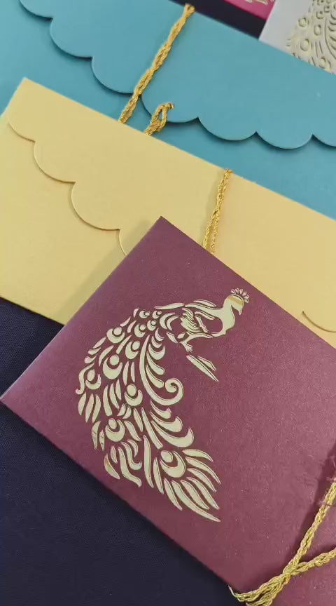 Laser Cut Gift Envelope Size : 7.25 x 3.25 Inch Pack of 5 Envelope ME-01027 Assorted Colours