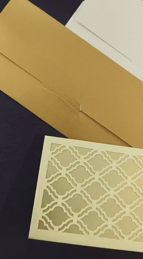 Laser Cut Gift Envelope Size : 7" x 3.35"  Inch Pack of 10 Envelope ME-01118