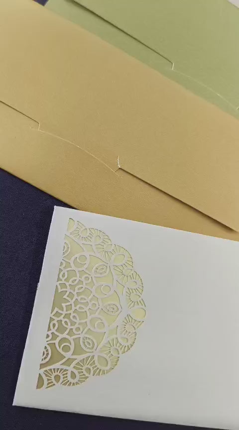 Laser Cut Gift Envelope Size : 7" x 3.35"  Inch Pack of 10 Envelope ME-01113