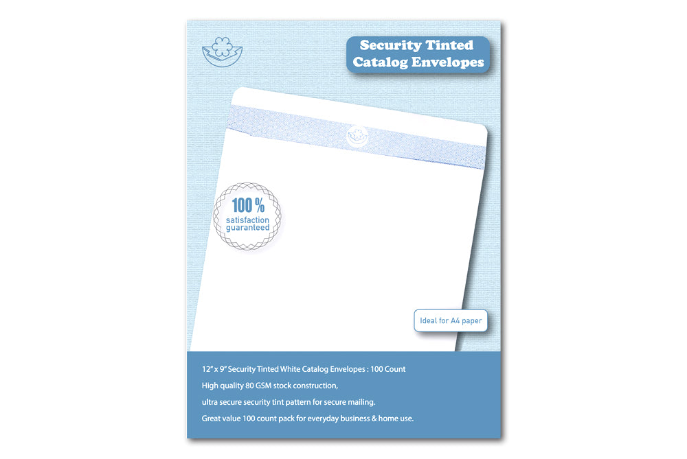 Security Tinted White 80 GSM Envelope Size : 12 x 9 Inches Pack of 100 Envelope