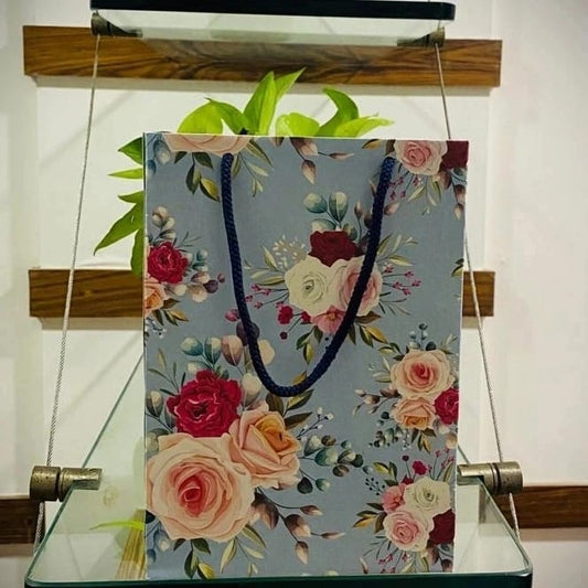 6"W x 2'H x 8.5"L Floral Printed Paper Bag Pack of 5 bags ME-264