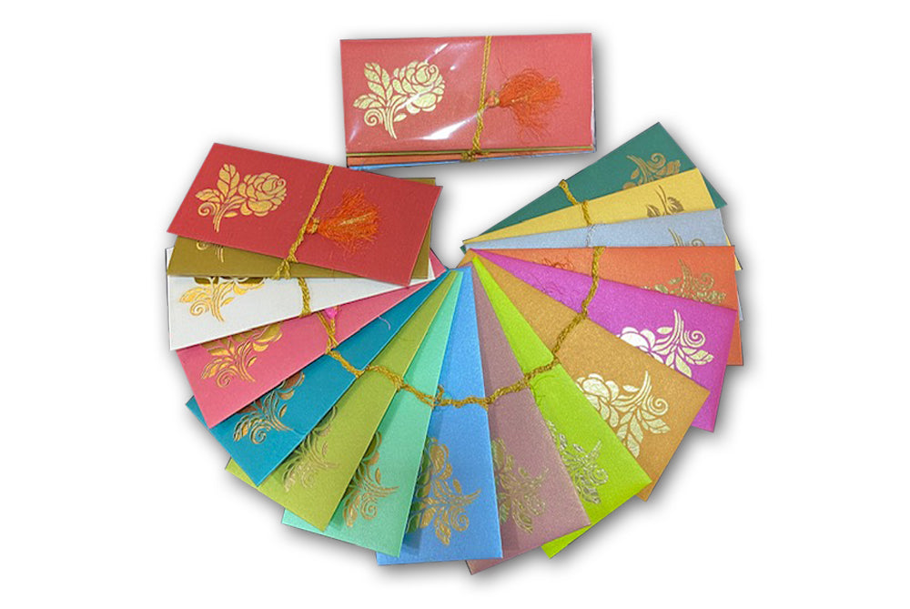 Laser Cut Gift Envelope Size : 7.25 x 3.25 Inch Pack of 5 Envelope ME-01021 Assorted Colours