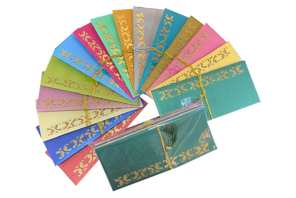 Laser Cut Gift Envelope Size : 7.25 x 3.25 Inch Pack of 5 Envelope ME-01024 Assorted Colours