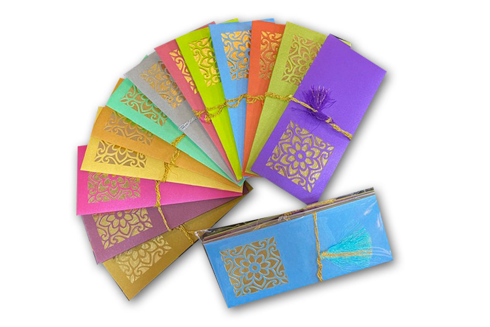 Laser Cut Gift Envelope Size : 7.25 x 3.25 Inch Pack of 5 Envelope ME-01025 Assorted Colours
