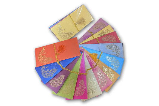 Laser Cut Gift Envelope Size : 7.25 x 3.25 Inch Pack of 5 Envelope ME-01027 Assorted Colours